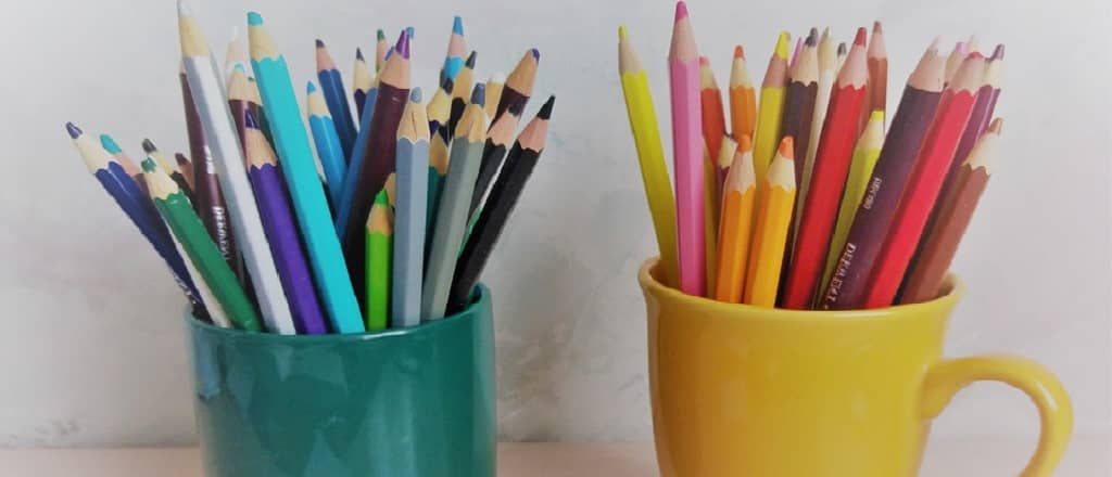 different colored pencils
